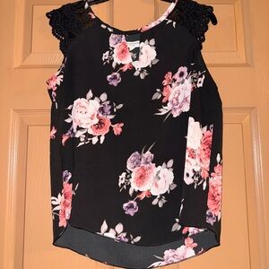 Grayson Threads Black Floral Camisole with Pink & Purple Blooms